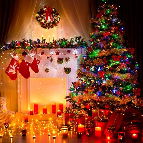Miniatura 6 de Decute Guirnalda de 800 luces LED de Navidad de 272 pies, 8 modos con función de temporizador, luces parpadeantes impermeables para árbol de