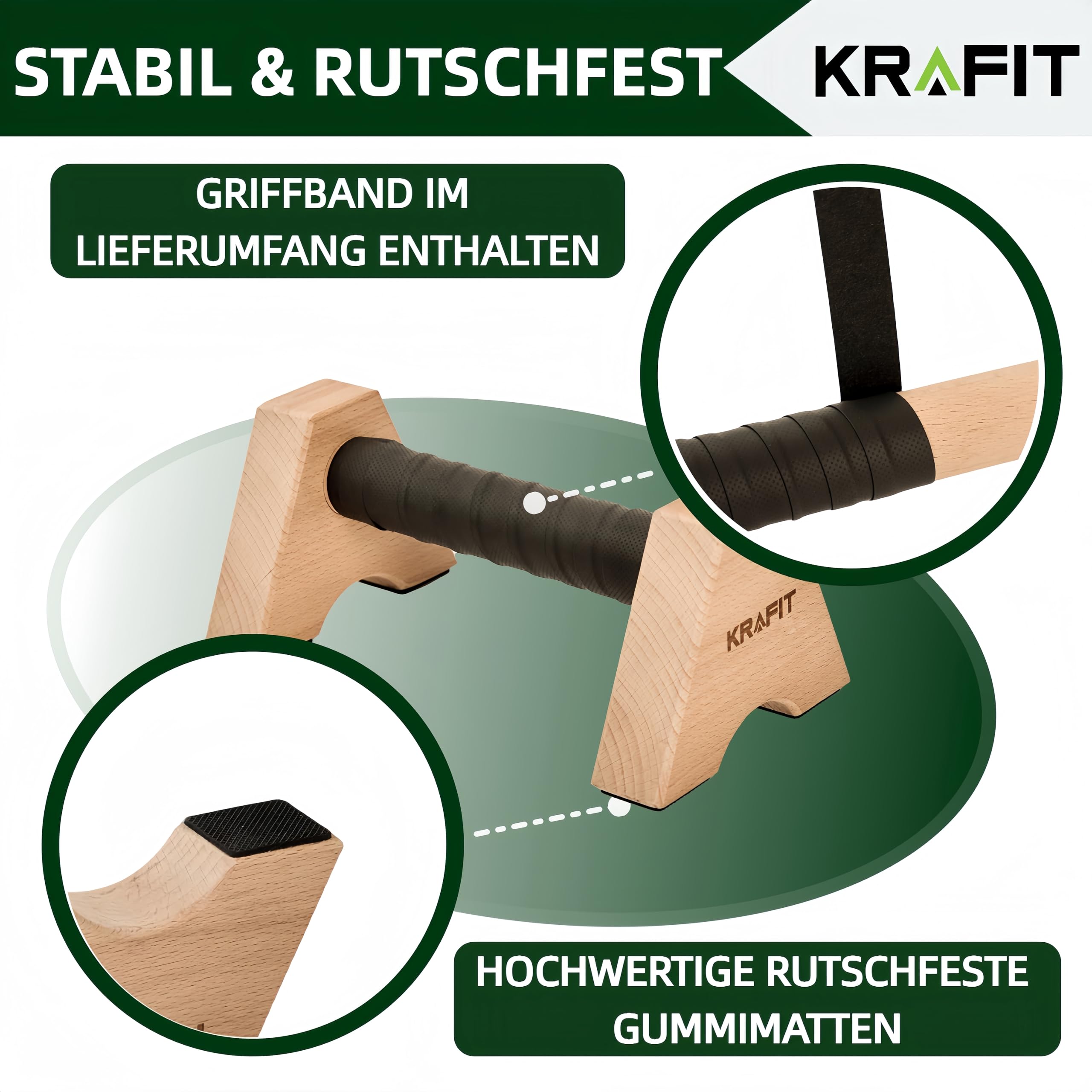 Maniglie per flessioni – 2 x barre in legno antiscivolo e per le articolazioni – Attrezzatura Calisthenics per allenamento domestico e outdoor – Ideale per poggiapolsi e flessioni