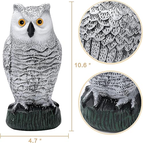 Miniatura 3 de KKY 2 paquetes de pájaro de búho de plástico falso, estatua de búho de jardín, puede repeler palomas lejos de la casa, jardín, piscina.