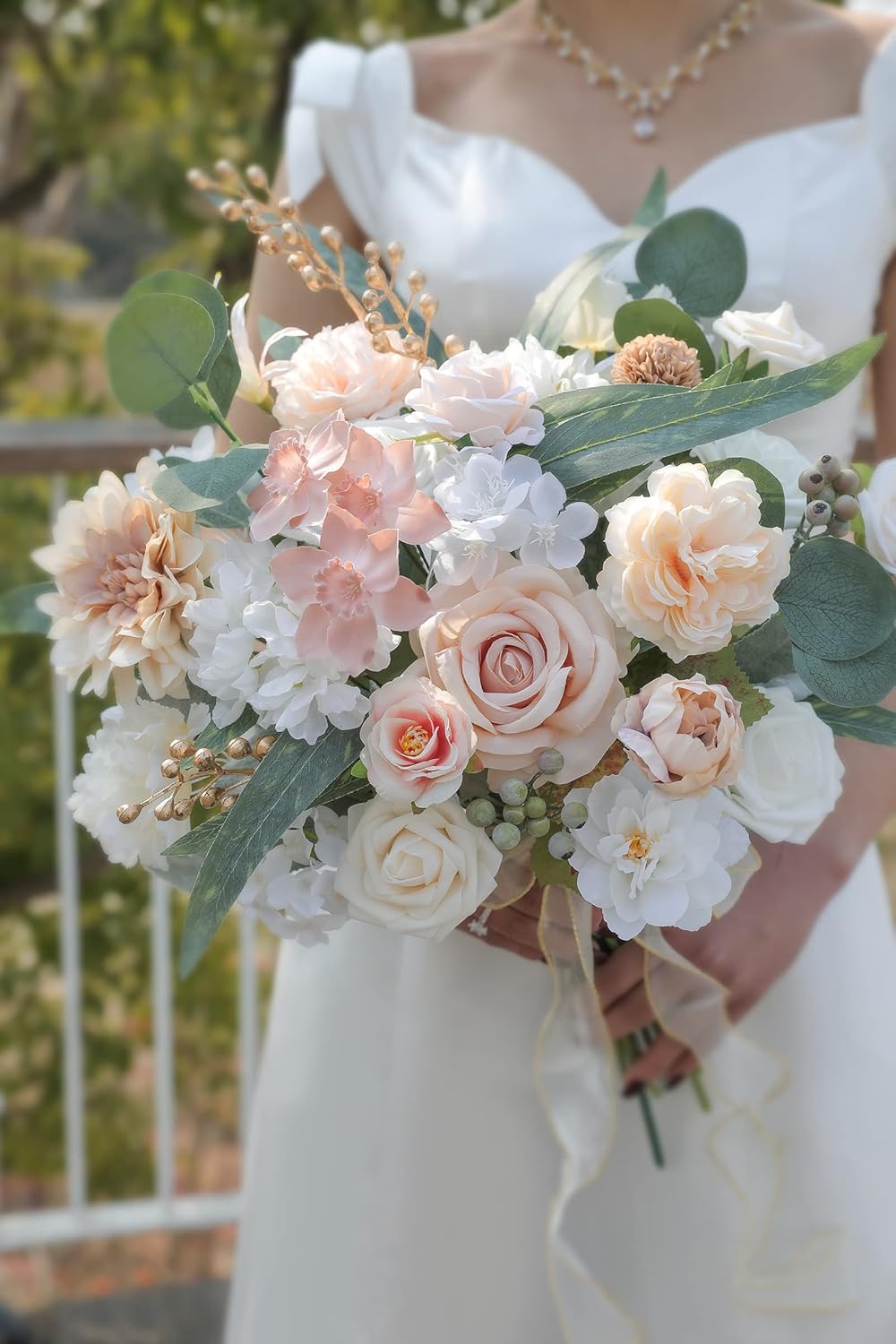 rongflower Artificial Flowers Combo Box Set Champagne Fake Flower Leaf Box with Stems for DIY Wedding Bouquets Centerpieces Arch Arrangement Baby Shower Party Home Decorations