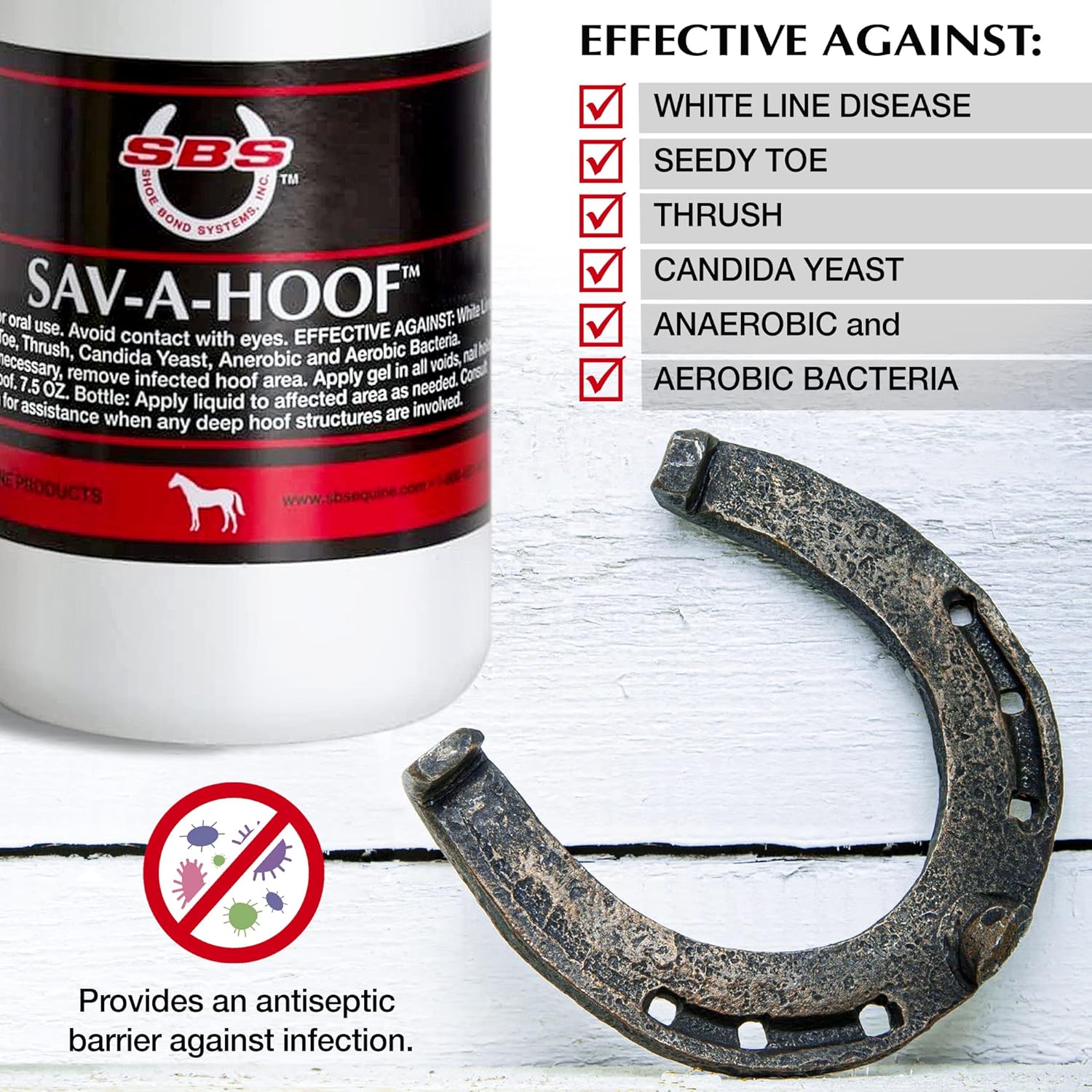 SBS Equine Treatment Against Hoof Illness in Horses | Built-in Dauber Applicator | Treat Entire Hoof (7.5 Fluid Oz)