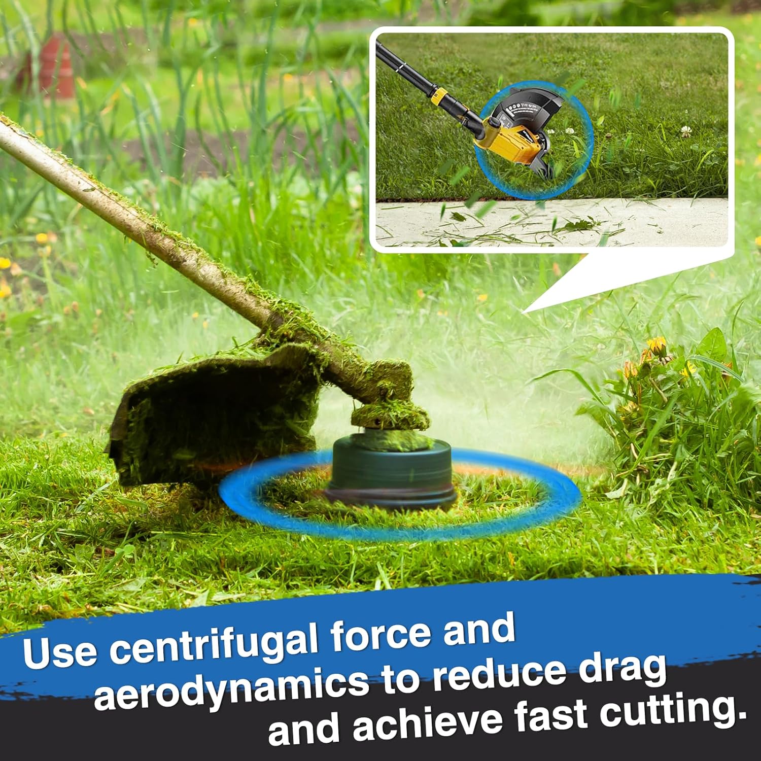 Image explaining how centrifugal force and aerodynamics reduce drag for fast cutting.