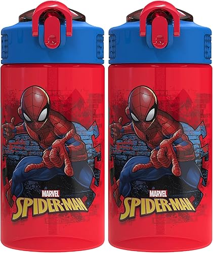Zak Designs Marvel SpiderMan - Funda para boquilla para niños y lazo de transporte integrado, hecho de plástico, diseño de botella de agua a prueba