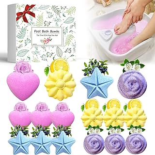 Lanwexy Bath Foot Bombs, 16 Pack Foot Soak with Bath Salt and Tea Tree Oil. Organic Natural Handmade Aroma Pure Essential Oil Bubble Foot Balls for Foot Callus, Dry Cracked, Stubborn Foot Odor Scent.