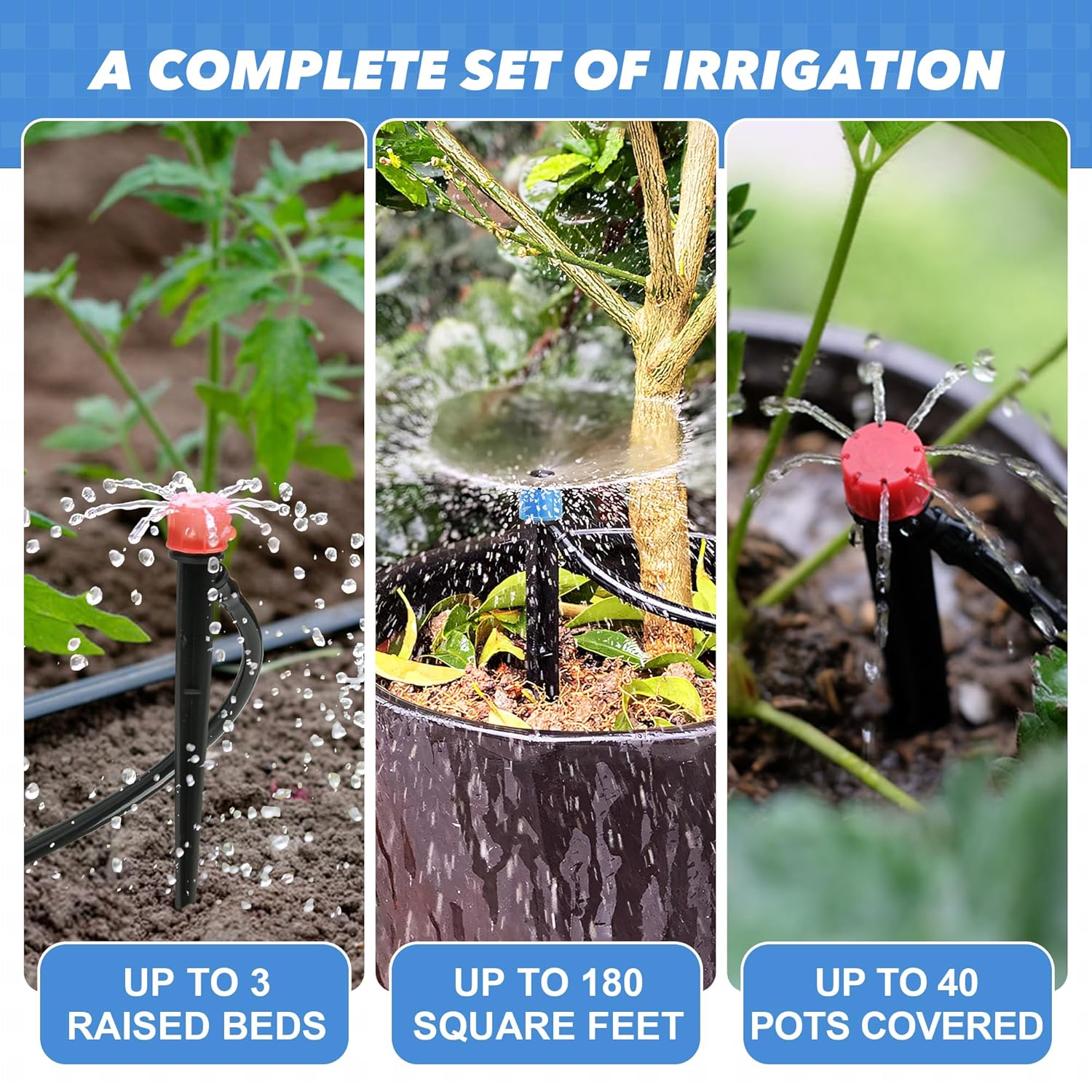 232FT(en) TATA Drip Irrigation System Automatic Garden Irrigation System Kit - Smart Drip & Sprinkler Watering System for Lawns, Flower, Vegetable Gardens -Water-Efficient Quick-Connect Fittings