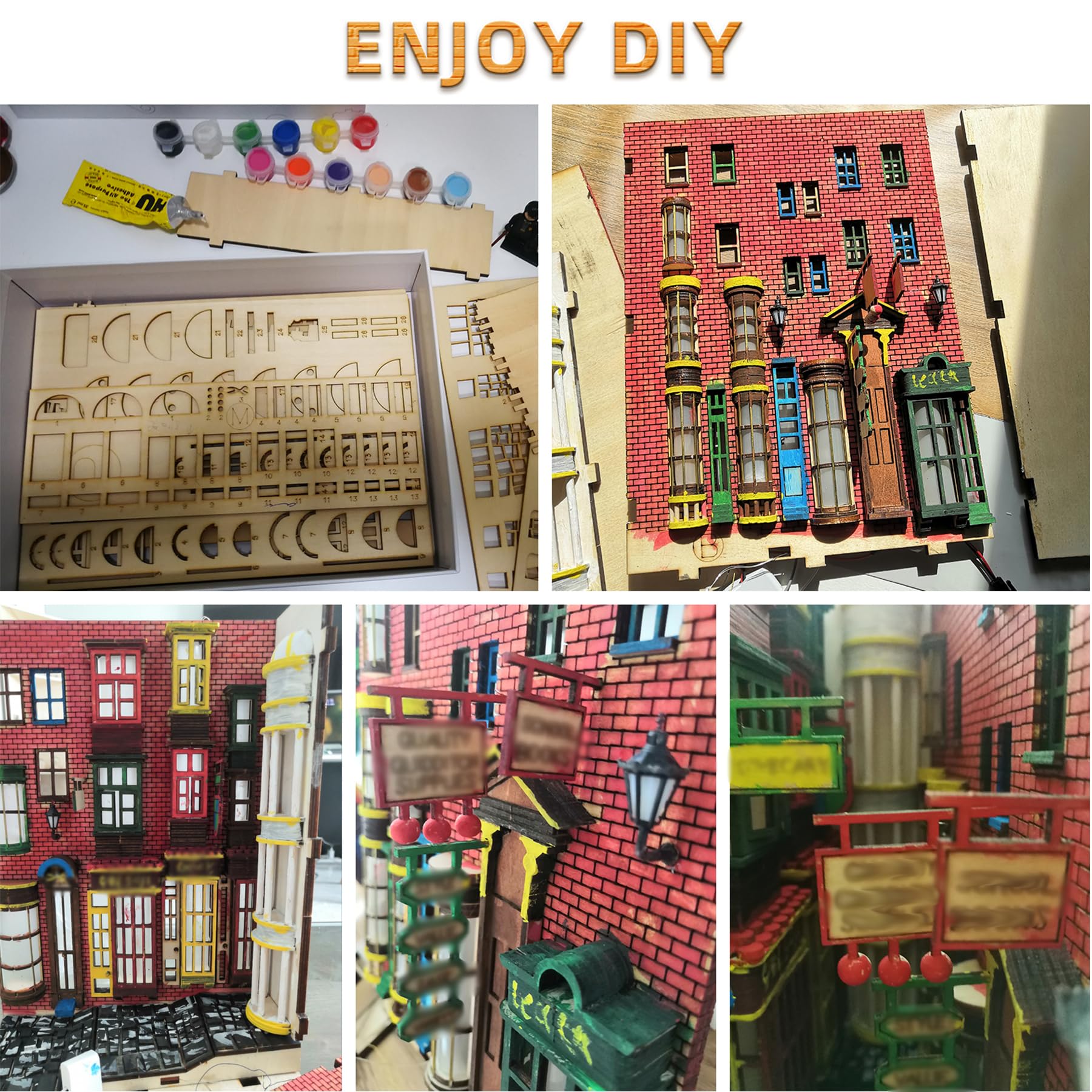 SUDOPOR DIY Book Nook Kit – 3D Holzpuzzle Bücherregal-Deko Mit LED, Landhaus-Tagebuch-Stil