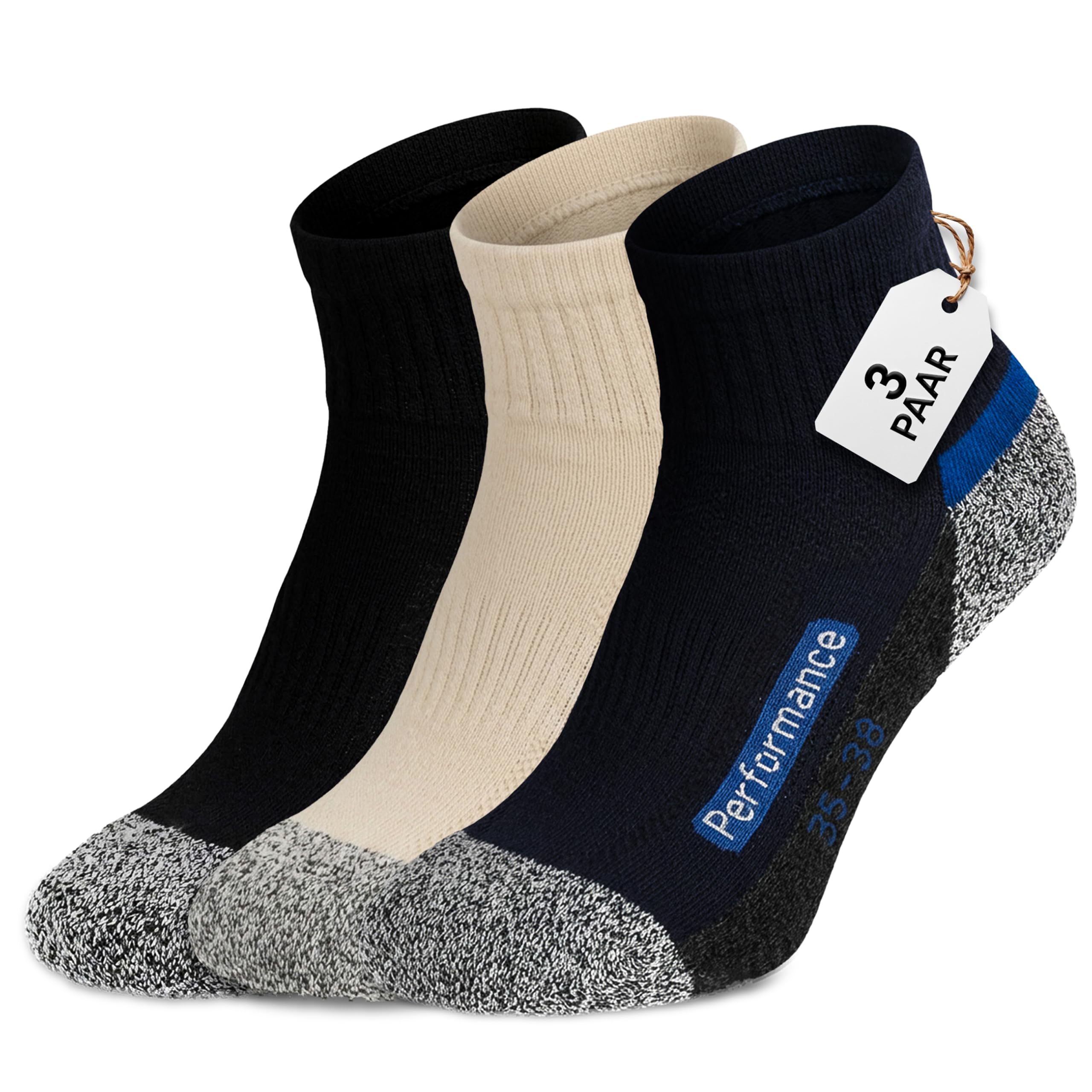 Fiera Besa Trekking Socken Unisex – Wandersocken aus Baumwolle für Damen & Herren – Atmungsaktive Outdoor Socken, Hiking Socken, Knöchelhohe, Bequeme Sportsocken mit Verstärkter Ferse & Spitze