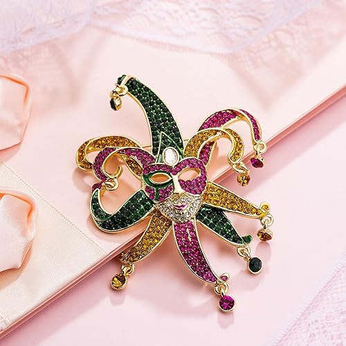 Miniatura 4 de Vanjewnol Broches de Mardi Gras para mujer, pines de Mardi Gras, broches grandes de Mardi Gras para mujer, accesorios de Mardi Gras para mujer,
