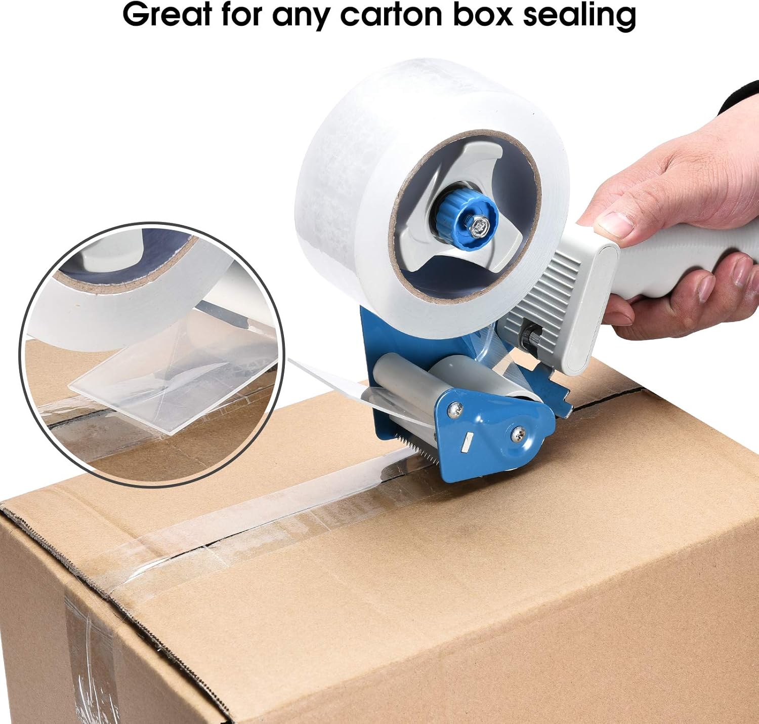 Packing Tape Dispenser Gun, Pacific Mailer 2 Inch Tape Gun Dispenser with 2 Inch Carton Packing Tape, Lightweight Industrial Side Loading Tape Dispenser - Blue : Office Products