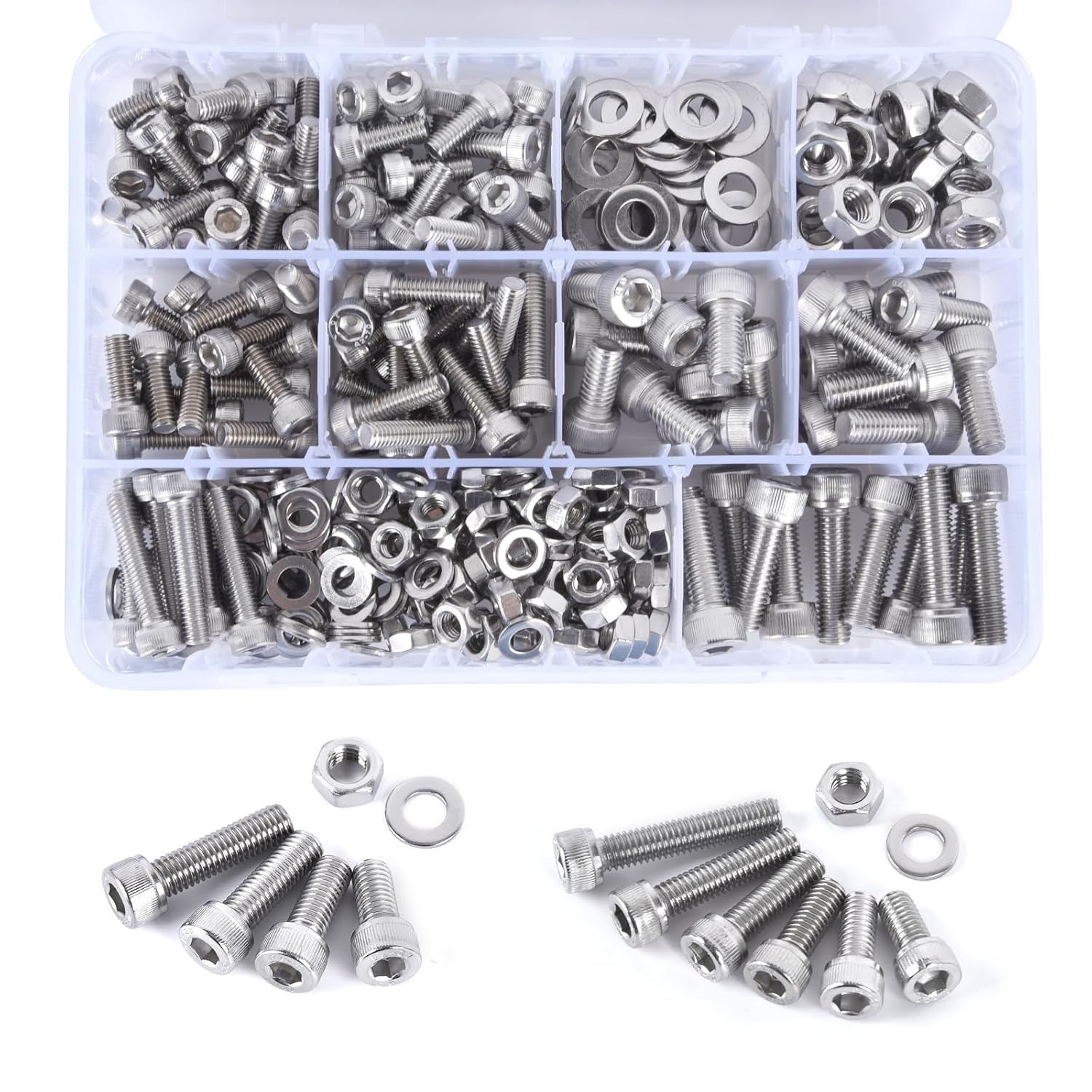 321PCS M6 M8 Socket Head Screws Kit, GTERNITY M6-1.0 M8-1.25 Assorted Machine Screws Nuts Washers 304 Stainless Steel 18-8 Metric Internal Hex Screws Bolts Nuts Washers Set