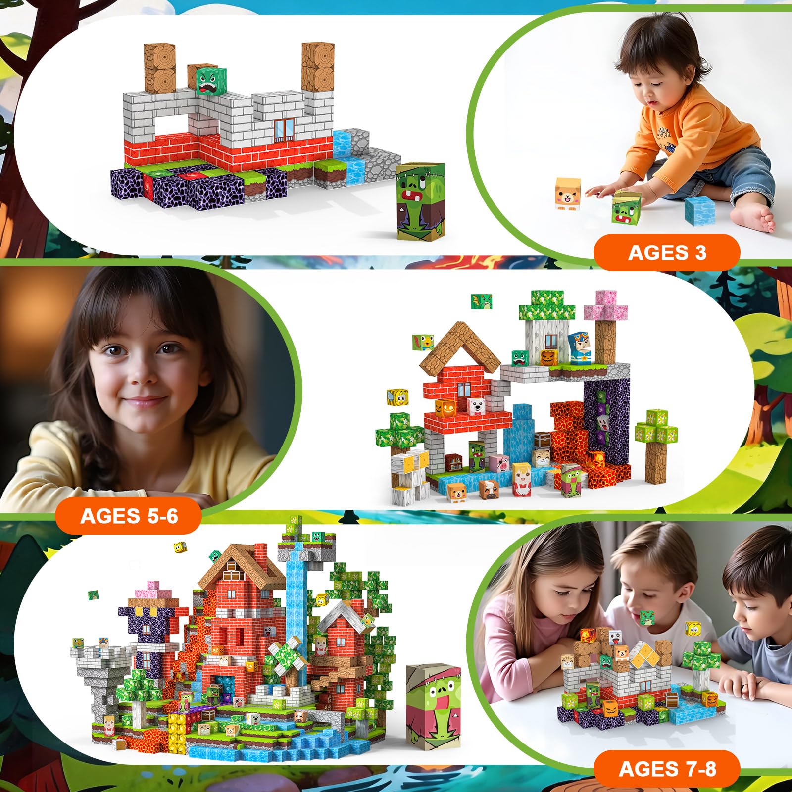 Crifeton Costruzioni Magnetiche per Bambini 220 PCS 2CM 3+ Giochi Cubi Magnetici, Building Blocks Giocattoli Montessori a Partire da 3 4 5 6 7 8 9 10 11 12 Anni Regali di Compleanno per Ragazzi