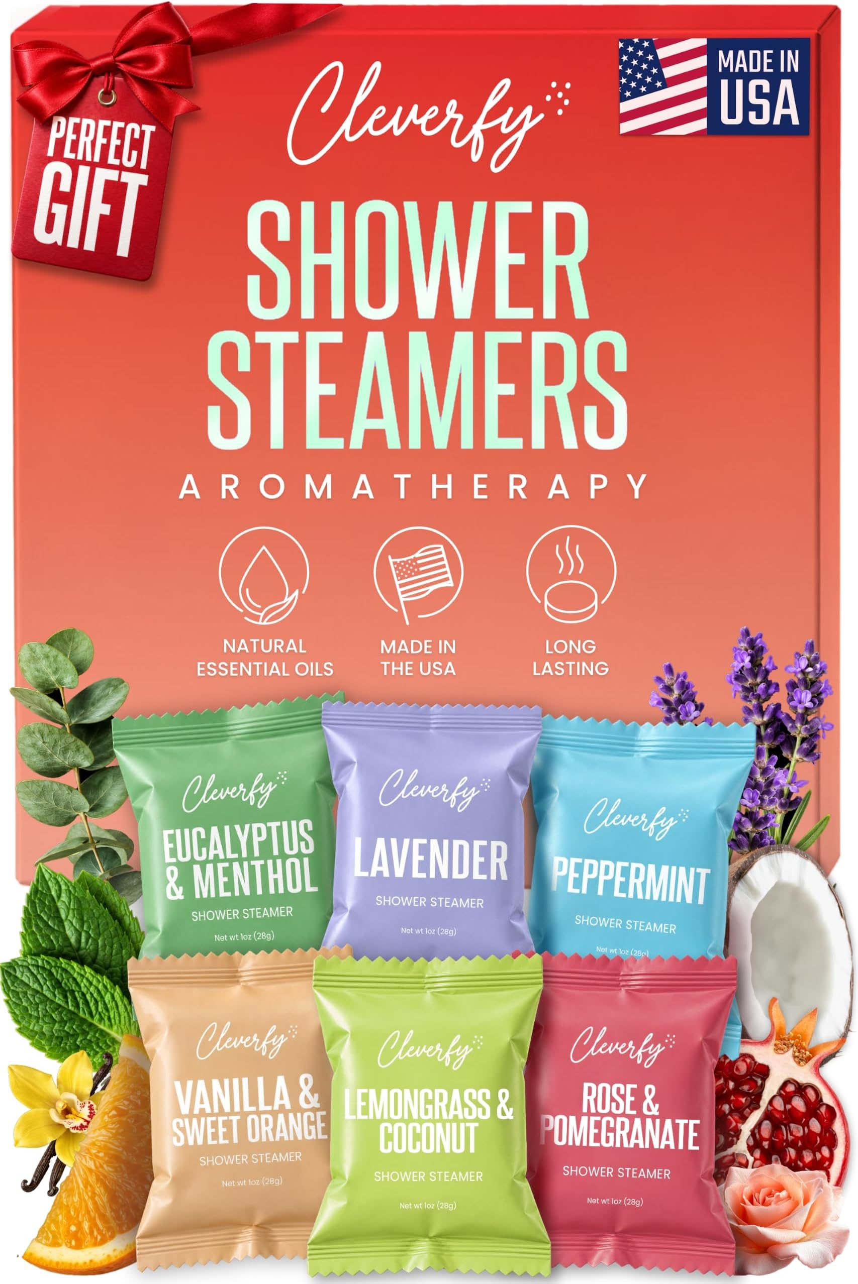 Cleverfy Shower Steamers Aromatherapy, Stocking Stuffers for Wife, 6 Pack