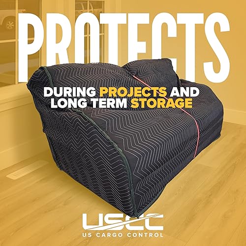 Miniatura 6 de US Cargo Control Funda acolchada resistente para sofá biplaza, 64 x 46 pulgadas, almohadilla negra y verde para mudanzaalmacenamiento, tela de