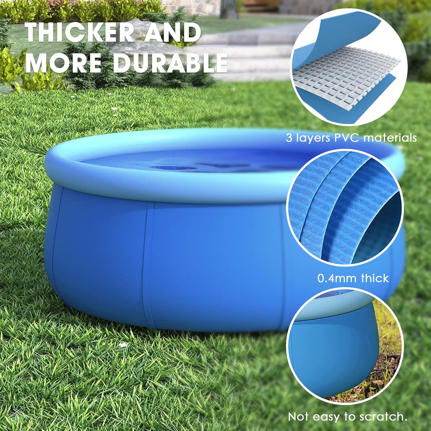 Inflatable Swimming Pool, Swimming Pool for Adults, Inflatable Top Ring Pool, Blow Up Pool for Kids, Family Pools for Backyard, Above Ground Pool (Medium (8 ft X 25”)