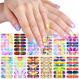SILPECWEE 12 Sheets Iridescent Nail Wraps for Women Solid Color Nail Polish Strips Gel Nail Strips Self Adhesive Nail Polish Stickers Gel Fingernail Stickers Manicure Design with Nail File