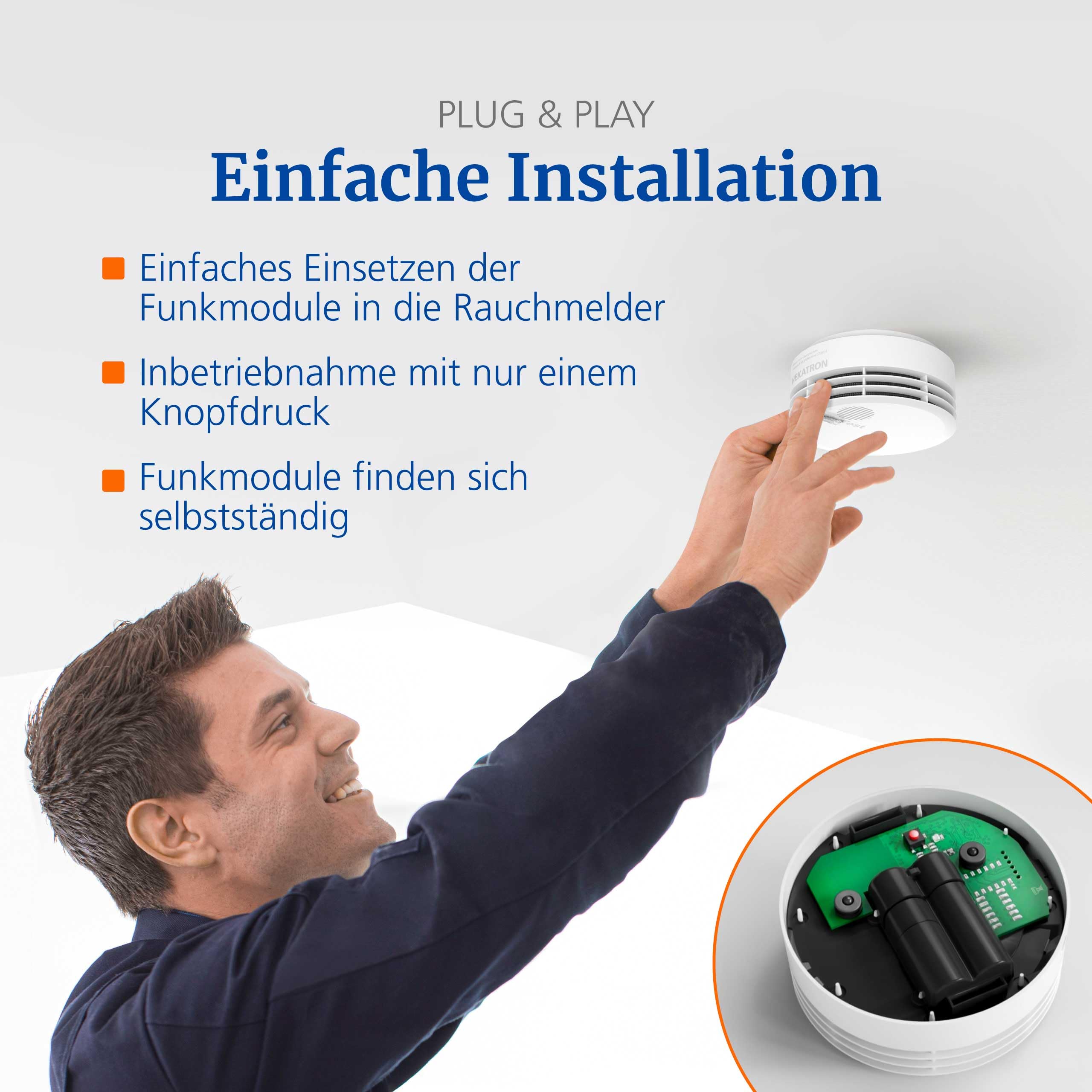 Hekatron Funkmodul Basis X für Hekatron Genius Plus X Rauchmelder – 1 Stück | für den Anschluss von bis zu 30 Rauchwarnmeldern