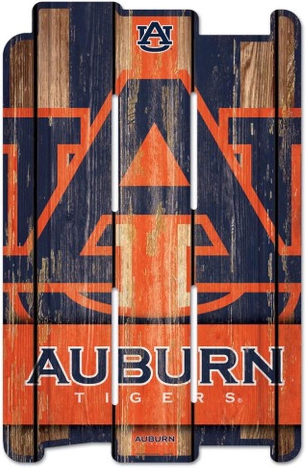 Wincraft NCAA Auburn University Wood Fence Sign, Black,White