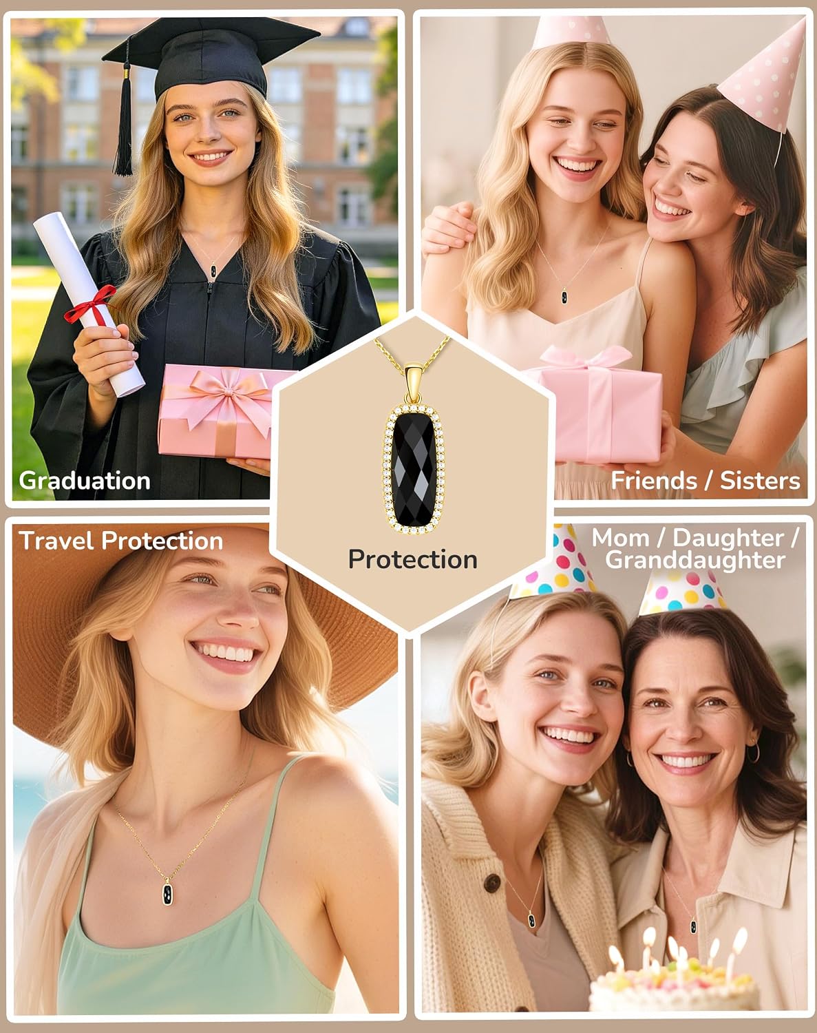 Natural Gemstone New Beginnings Birthday Graduation Gifts 925 Silver Plated with 18K Gold Protection Necklace for Women