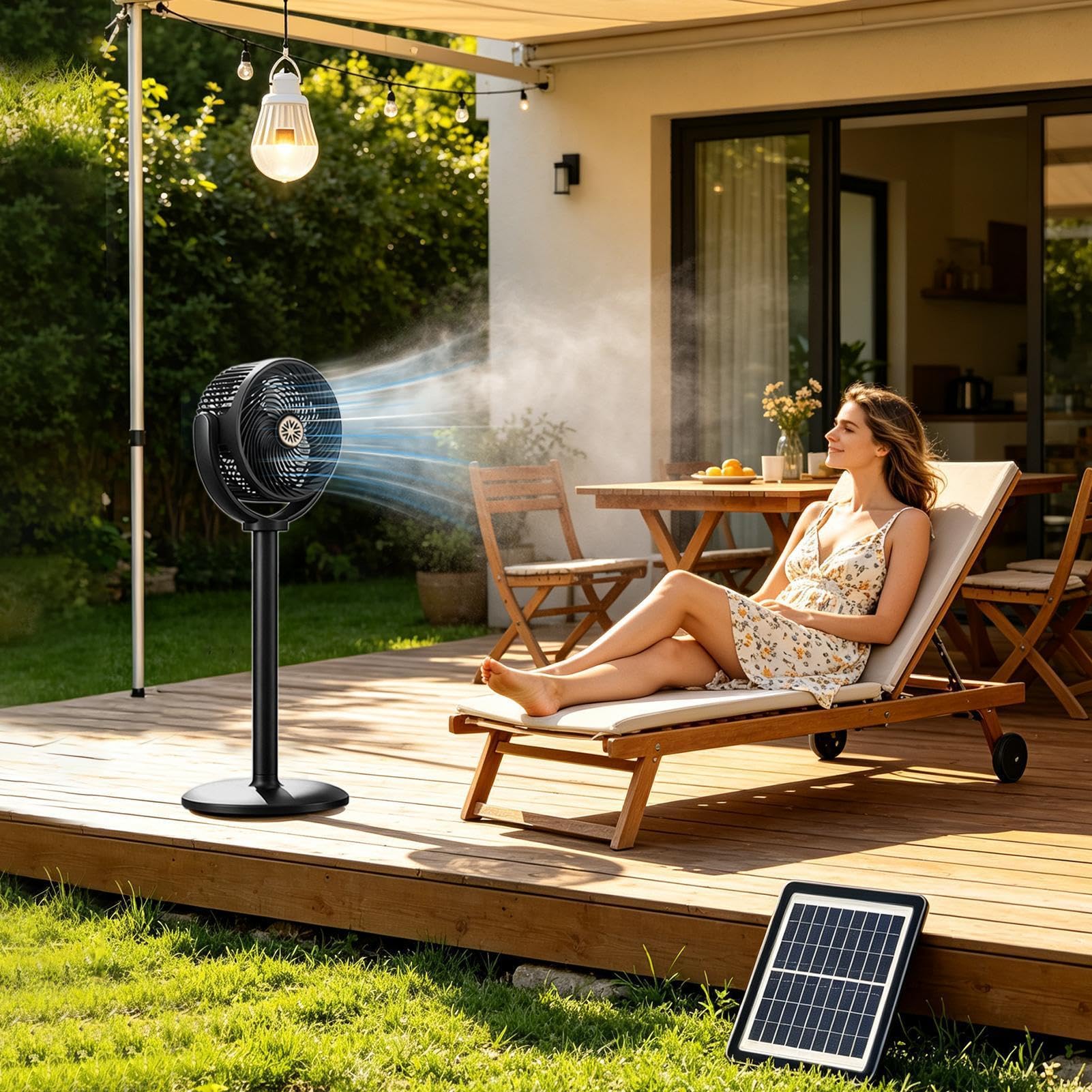 Ventilador Para Dormitorio Soplador Solar Ajustable En Altura Potente Con