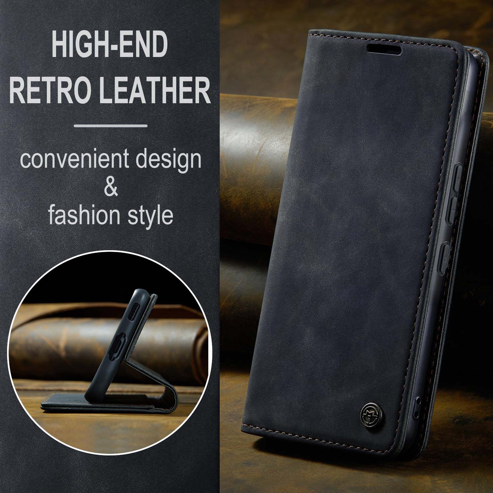 Coque pour Samsung Galaxy S23 5G Premium Housse Cuir Protection Pochette Rabat Portefeuille Flip Case Porte Magnétique Coque Étui pour Samsung Galaxy S23, Noir