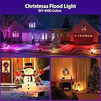 Vista 2 de Luz de inundación LED de 50 W para exteriores, luces de inundación RGB blancas cálidas de 2700 K con control remoto, luces exteriores que cambian