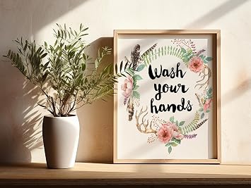 Wash Your Hands Art Print - Unframed - 8x10 | Bathroom Decor | Fun and Functional Bathroom Decor | Encouraging Hygiene with a Touch of Elegance - Perfect for Adding a Modern Touch to Your Bathroom