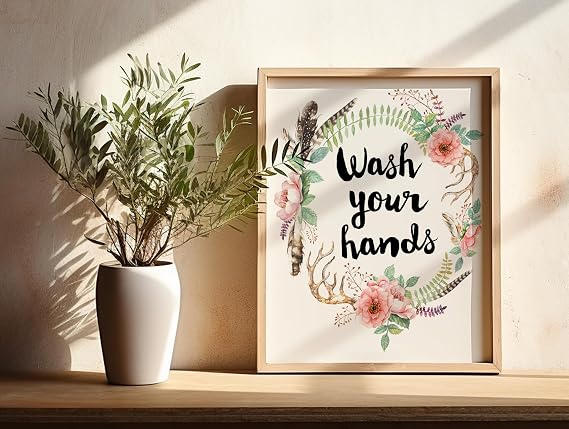 Wash Your Hands Art Print - Unframed - 8x10 | Bathroom Decor | Fun and Functional Bathroom Decor | Encouraging Hygiene with a Touch of Elegance - Perfect for Adding a Modern Touch to Your Bathroom