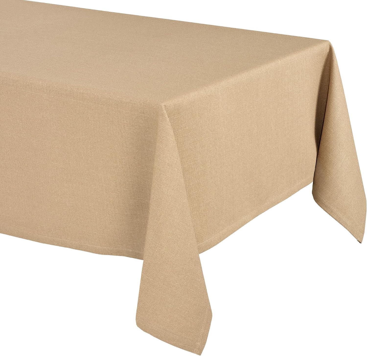 Beautex Lina Tablecloth Elegant Linen Look Square 110 x 160 cm Honey Brown Schmutzabweisend knitterarm und waschbar bis 30  C   sauber umn hmter Saum ideal f r Esszimmer Balkon Garten und Feste