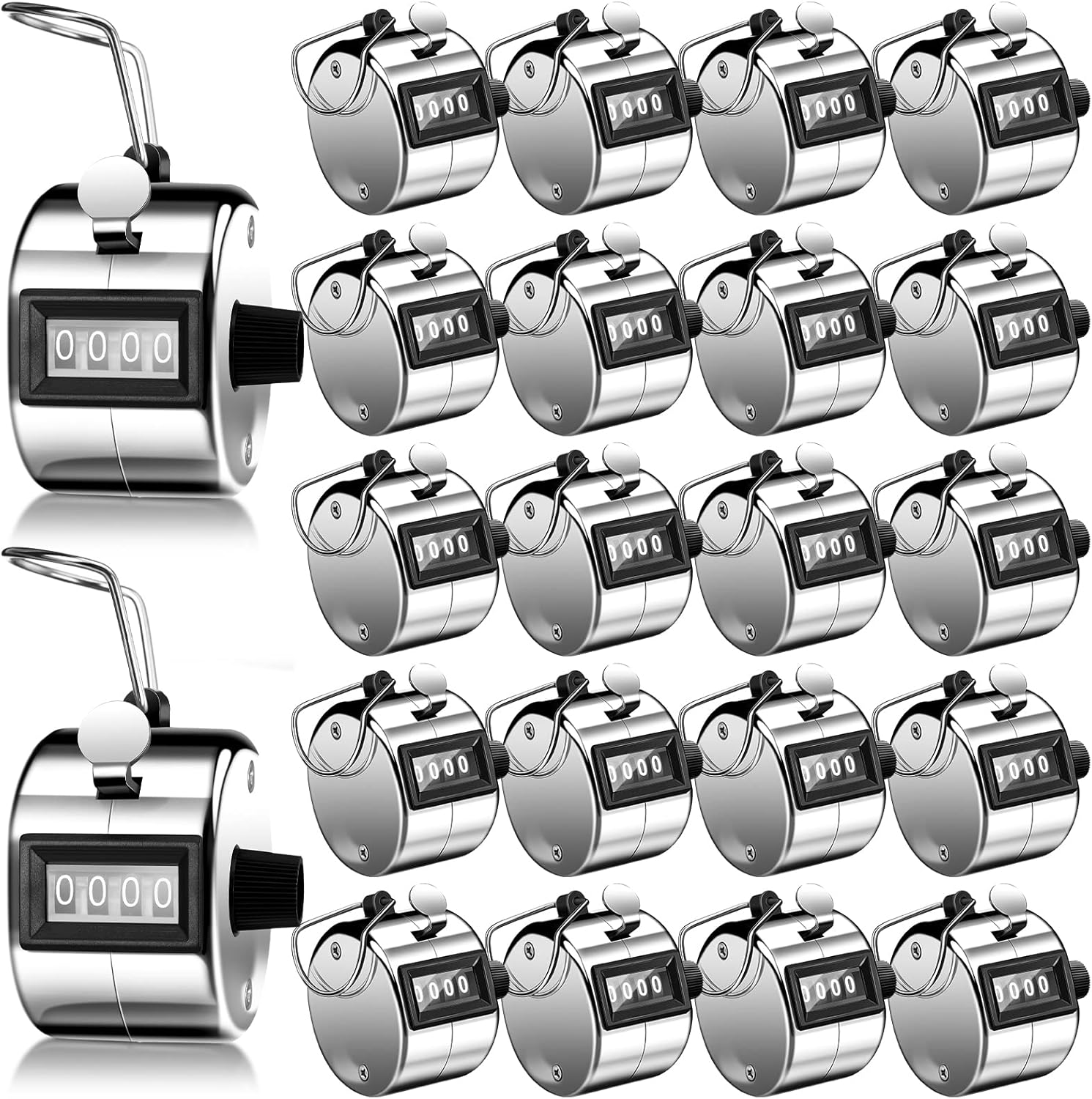 Kingdder 25 Pcs Hand Held Tally Counter 4 Digit Mechanical Palm Click Counter Handheld Tally Number Clicker for Counting Numbers Golf Sports Events Office Stadium