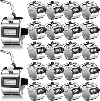 Kingdder 25 Pcs Hand Held Tally Counter 4 Digit Mechanical Palm Click Counter Handheld Tally Number Clicker for Counting Numbers Golf Sports Events Office Stadium