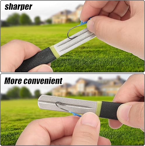 Miniatura 3 de Skylety 2 piezas de archivos de gancho para anzuelo de pesca, archivo de diamante, archivo de gancho de pesca deportiva con asa, gancho portátil,