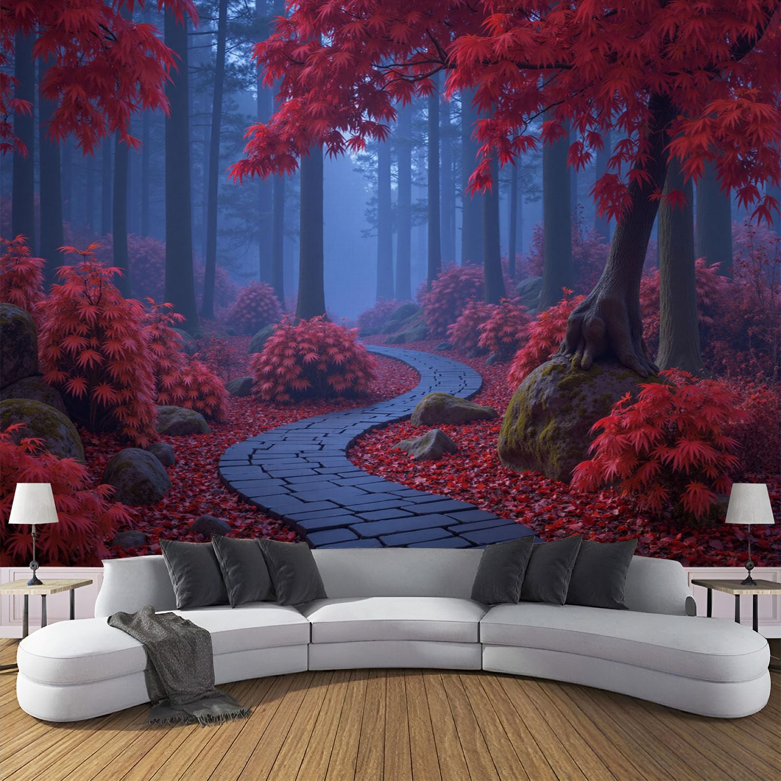 Papier Peint Forêt Brumeuse d'Automne pour une Ambiance Cosy de Salon et Chambre Adulte