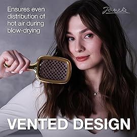 Janeke Superbrush Detangling Brush for Soft Smoothing Hair Brushing with Anti-Static Bristles - Vented Wet Hair Brush for Blow Drying Use - Perfect for Curly, Thick, Wavy, Fine Hair Types (Gold)