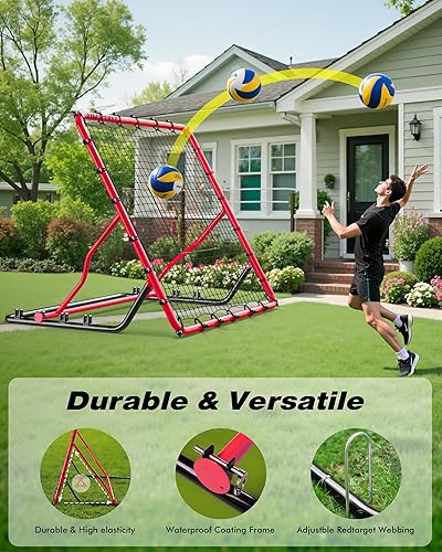 Miniatura 3 de Red de rebote de béisbol, 4 x 4.5 pies, rebote de béisbol y softbol con 4 ángulos de ajuste, equipo de entrenamiento de voleibol para béisbol,