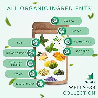 Herbaly Wellness Collection Tea - 8 Active Herbs - Improve General Health, Strengthen Immunity - Natural, Organic, Non-GMO, Vegan, Sugar Free - 3 Pack, 84 Pyramid Tea Bags