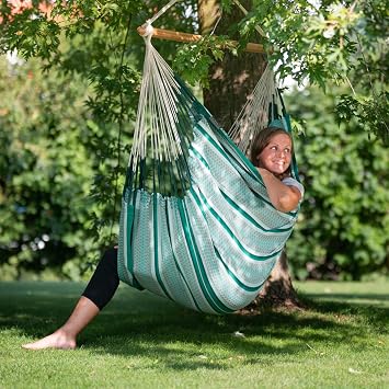 LA SIESTA - Large Comfort Habana Cotton Hammock Chair & CasaMount - Hanging Chair w/Suspension Kit for Walls Ceilings & Square Beams - Indoor Outdoor Swing Hanging Chair Bedroom Balcony - Agave