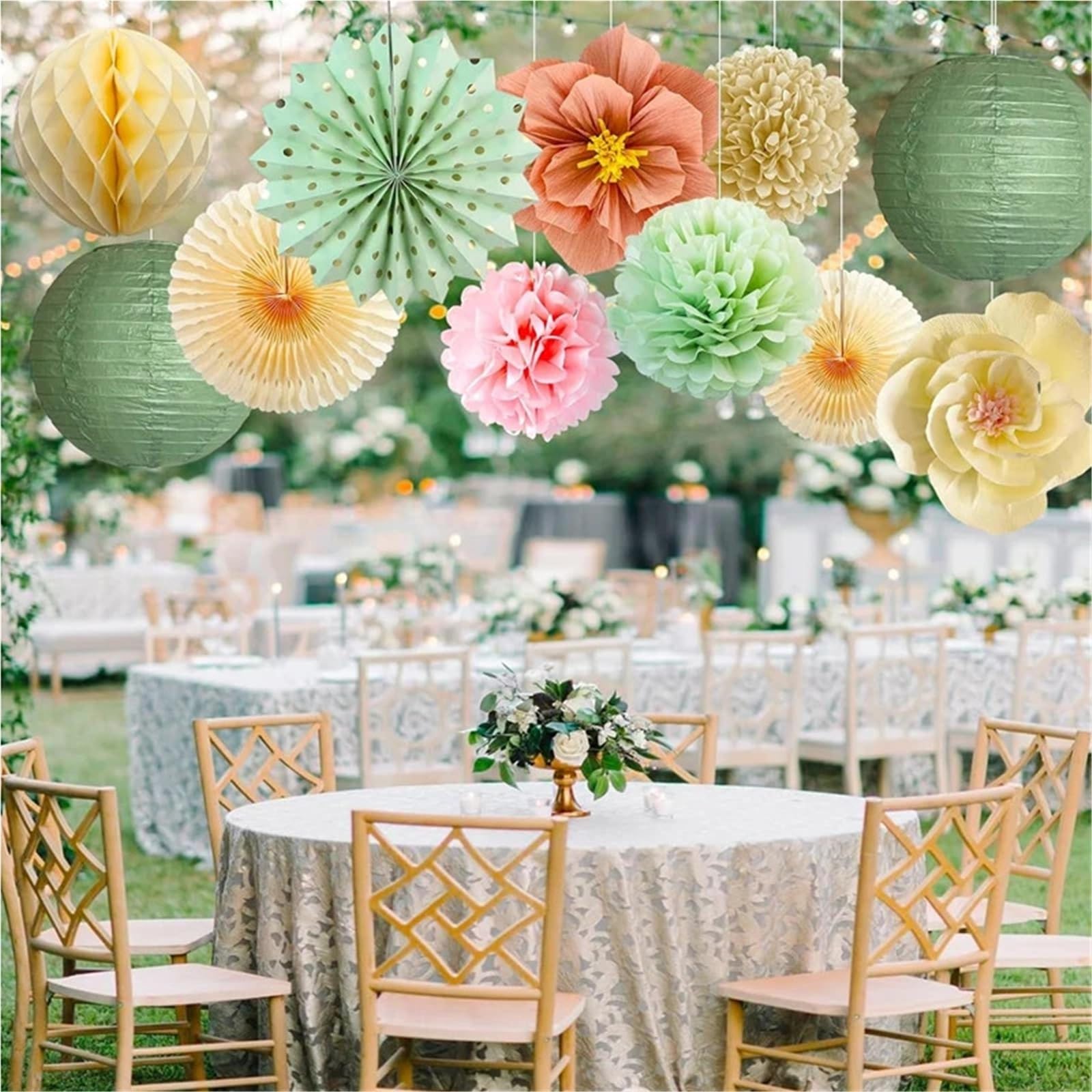 Kit de decoración fiesta 20 piezas, linternas papel reutilizables Para Fiestas