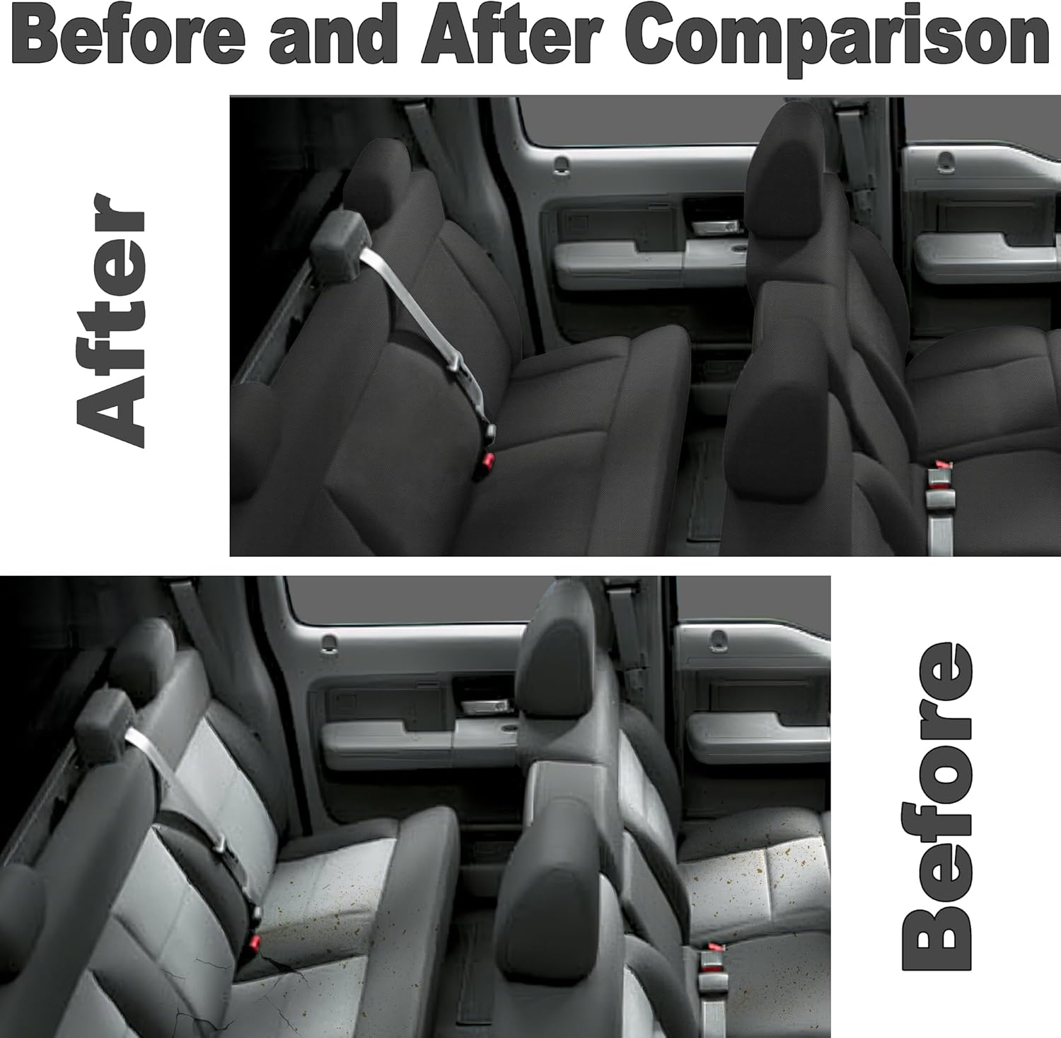 Truck Seat Covers for 2004 2005 2006 2007 2008 Ford F150 XLT Super Cab Knitted Fabric Heavy Duty Knitted Fabric Bench Seat Protectors Accessories - Front & Rear (Black)