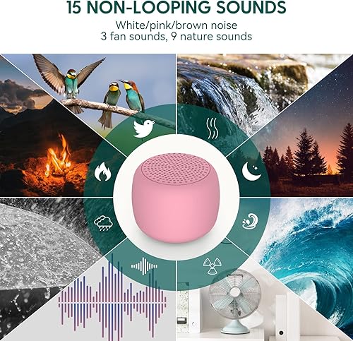 Miniatura 91 de Máquina de Sonido de Ruido Blanco Babelio, Luz Nocturna, Mini y Portátil, 15 Sonidos Sin Bucle, Temporizador, Función de Memoria, para Adultos y 1 -
