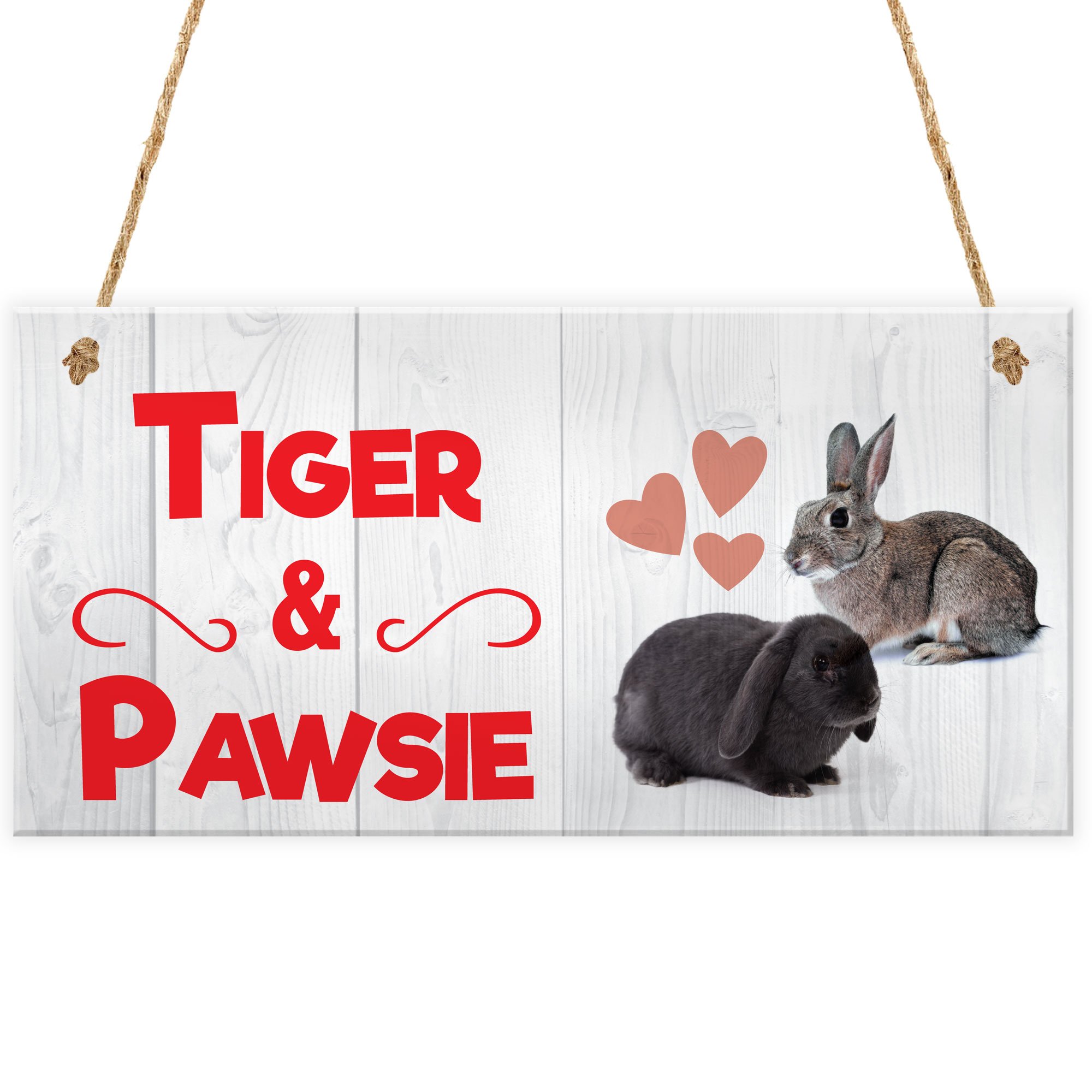 Red Ocean Tough New DOUBLE Rabbit PERSONALISED NAME Hutch Sign Plaque House Garden Cage Ru