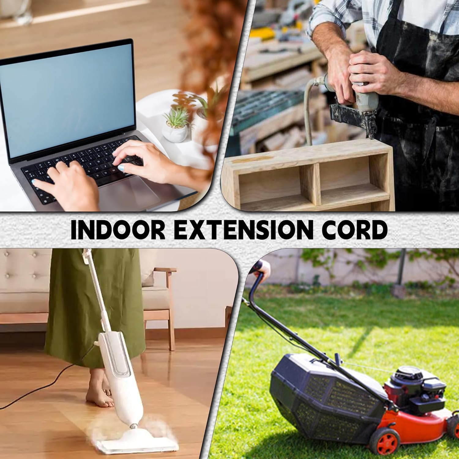 Outdoor Extension Cord 25 FT, Evenly Spaced 5 Outlets Plugs, 3/14 AWG Weatherproof Multiple Outlets Wire for Landscaping Light, Holiday Decoration and Christmas, ETL Listed, Black