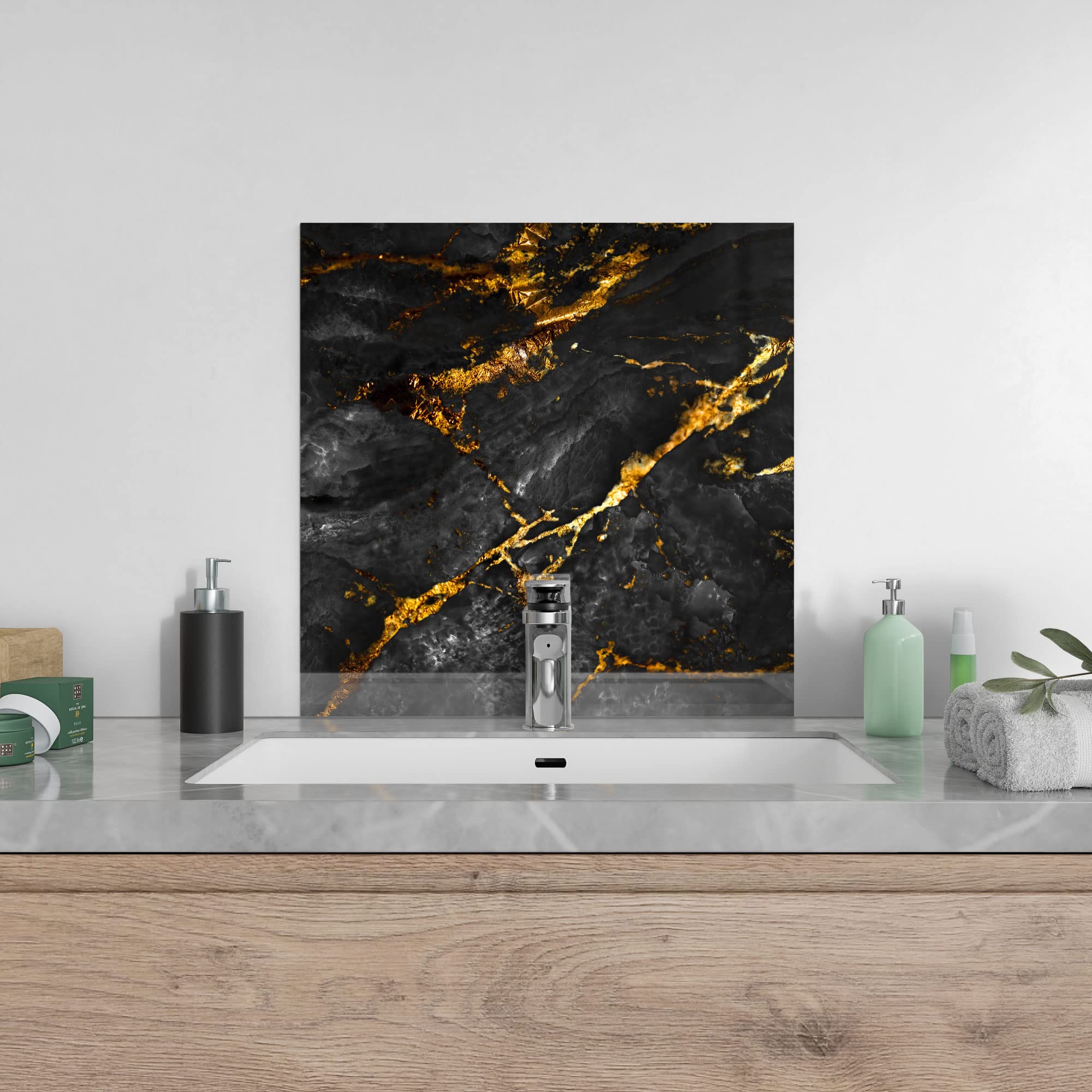 Panneau Crédence Cuisine En Verre – Motif Cascade Lac Arbres Nature (100x50 Cm)