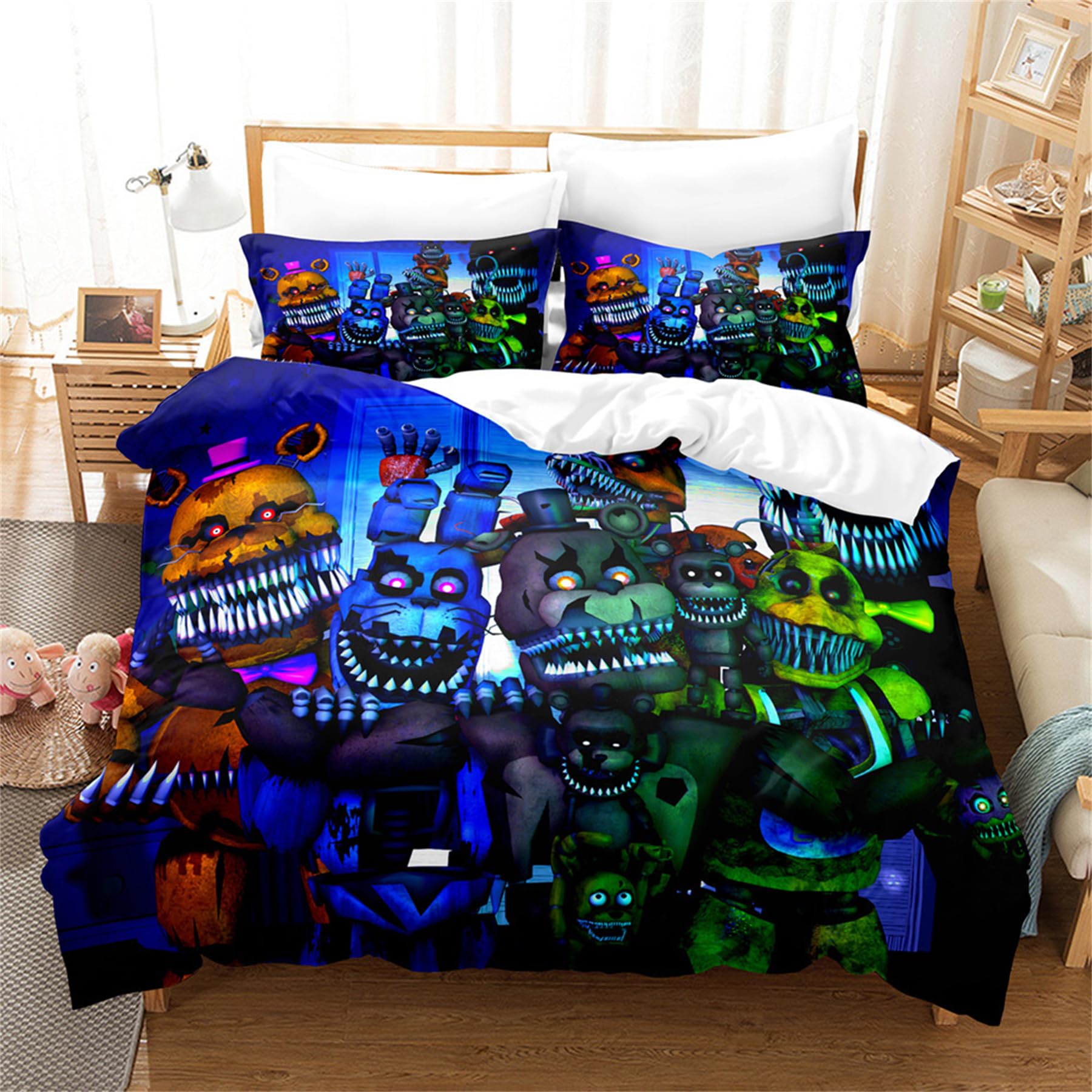 LUCIHZ Kids Five Night's at Freddy's Bedding Duvet Cover Set 3PCS Quilt Cover Ultra Soft Comforter Cover with Pillow Shams, Twin