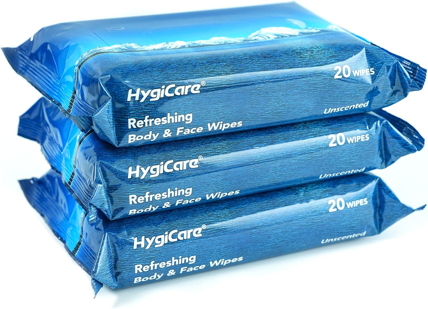 HygiCare リフレッシュボディ&フェイスワイプ 無香料 竹製 100%生分解性 地球に優しい ハイキング ジム キャンプ 病院