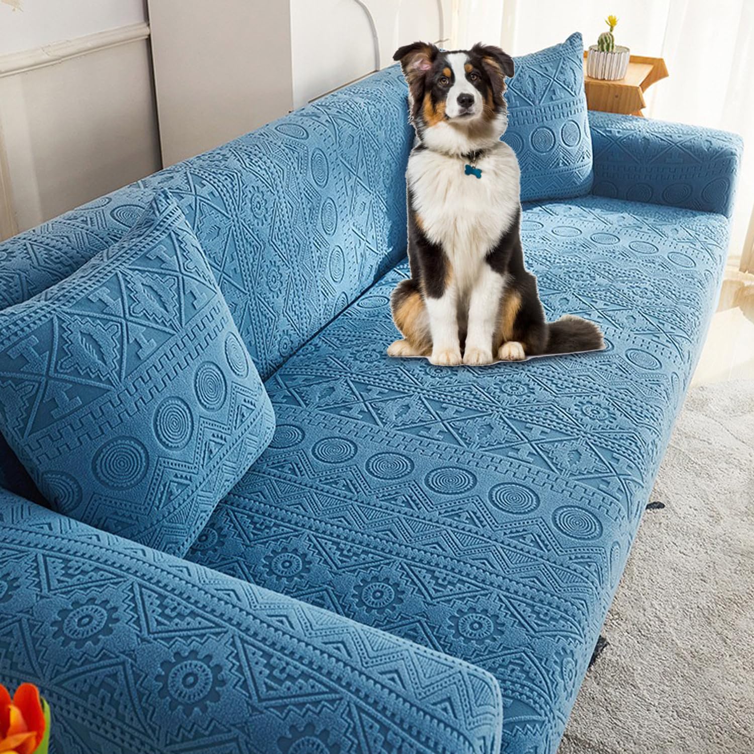 Funda elástica de sofá jacquard 4 plazas universal: el fin de los pelos de perro y manchas