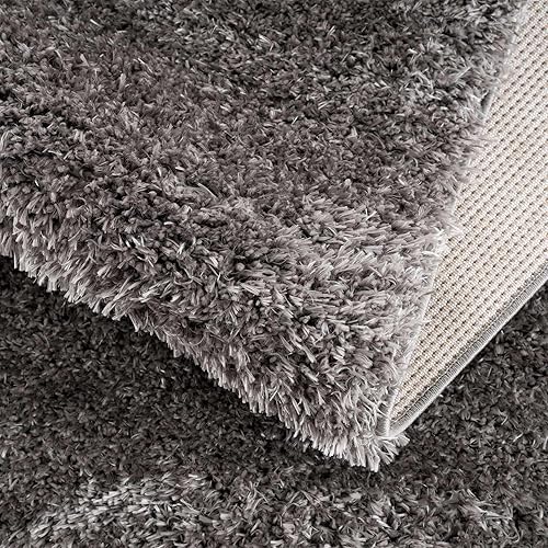 Miniatura 9 de Hauteloom Faina Machine Washable Solid Shag Rug - Plain Living Room Bedroom Shaggy Area Rug - Fluffy Plush High Pile Carpet - Dark Grey Gray - 67 x 9