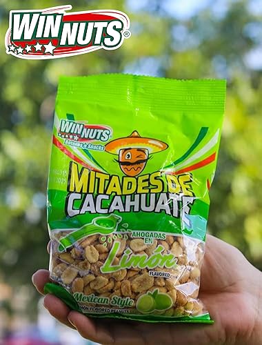 Miniatura 2 de WINNUTS Mitades de maní y limón (paquete de 5, 5.25 onzas cada uno)  Mitades de Cacahuates con Limón, auténtico aperitivo de botana mexicana