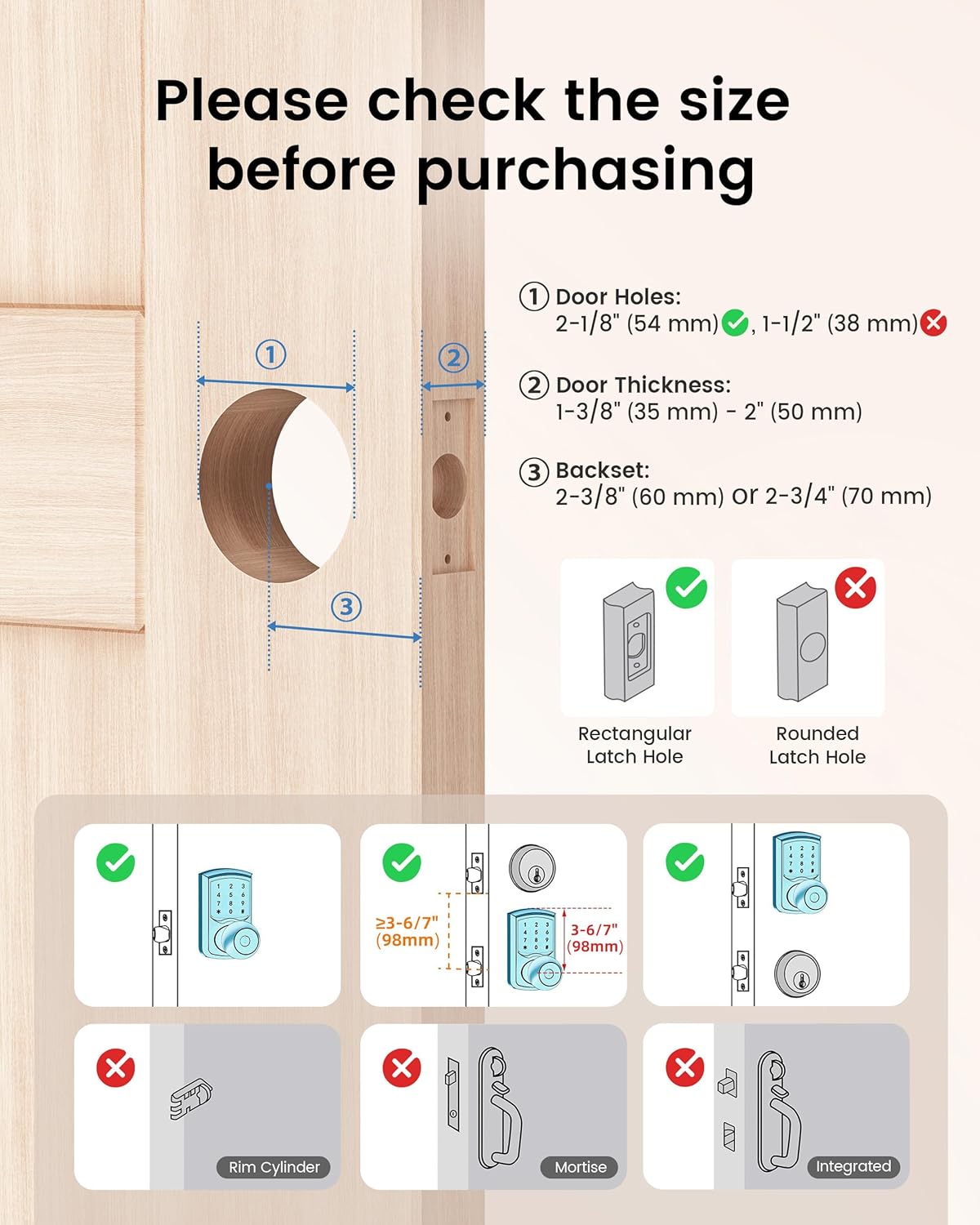 Hidalife Keyless Entry Door Knob with Code, Digital Door Lock with Keypad, Touchscreen Keypad Door Lock with Handle for Front Door Bedroom Home, Auto-Lock, Matte Black
