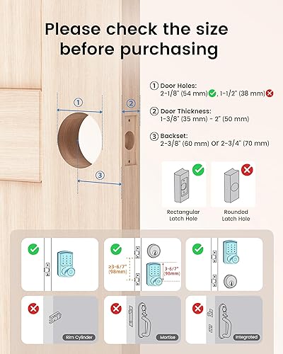 Miniatura 2 de Hidalife Cerradura de puerta de entrada sin llave con código, cerradura de puerta con teclado con asa, cerradura digital de pantalla táctil con Mate