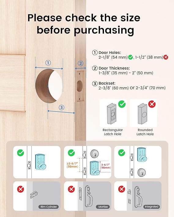 Keyless Entry Door Knob Electronic Digital Keypad Lock Matte Black 1Pack